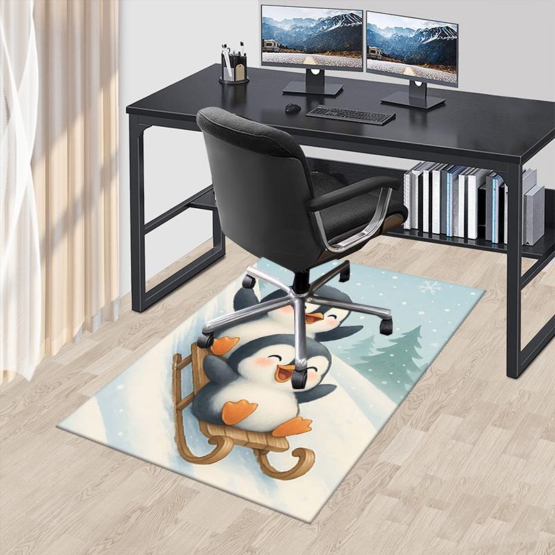 

1pc Anime Penguin Sledding Chair Mat Winter Wonderland Office Gift, Anti Slip Carpet for Home Decor 60cm by 90cm