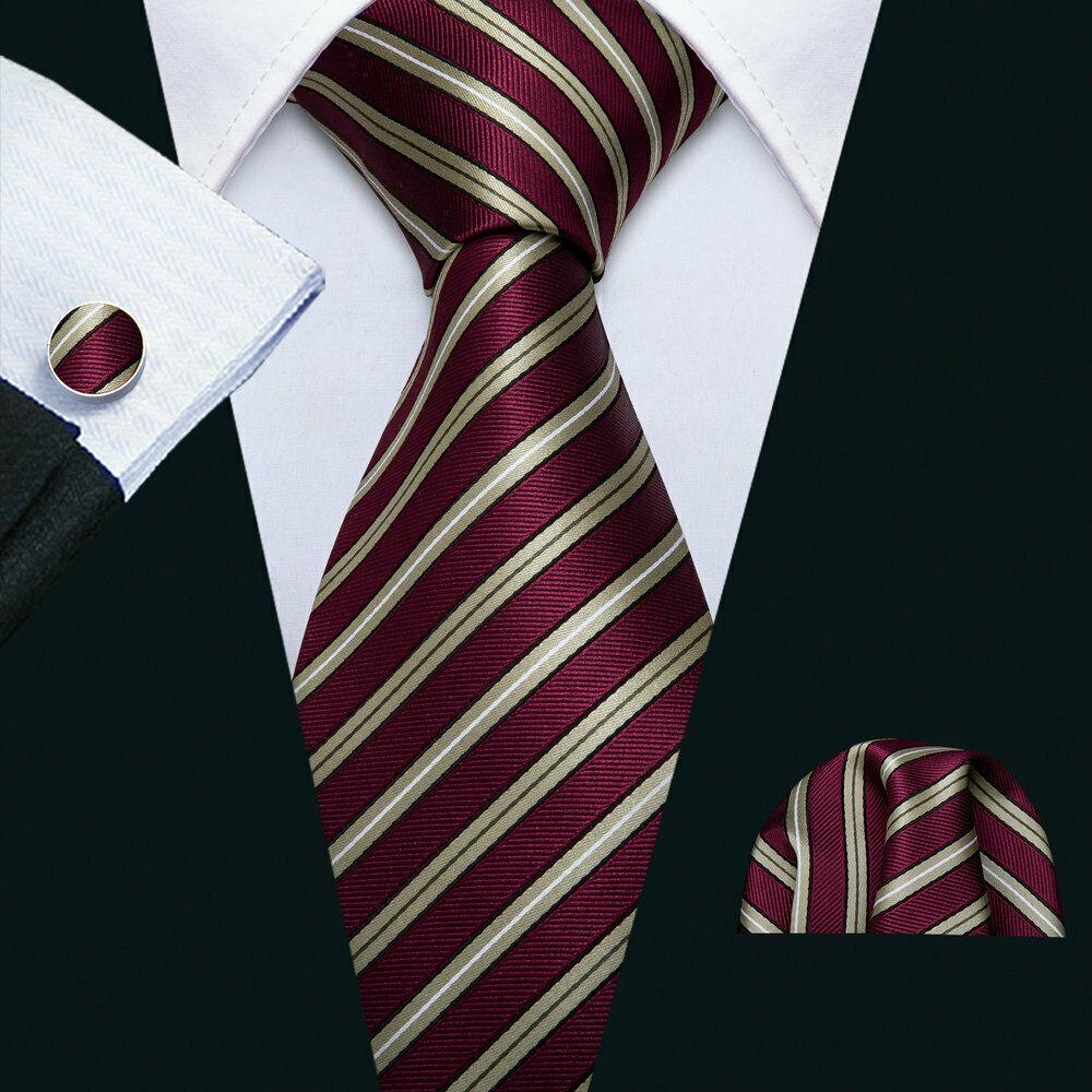 Barry Wang Formal Mens Paisley Silk Tie Set Mens Necktie Pocket Square Cufflinks Wedding
