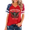 Women Casual V Neck Short Sleeve Pullover T Shirt 250th Anniversary Graphic Print Top United States Independence Day