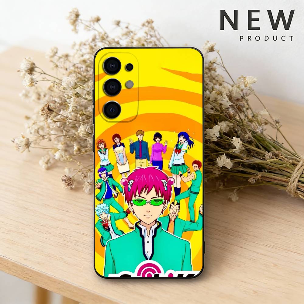 S-Saiki Anime Kusuo Phone Case For Samsung S26,25,24,23,22,30,21,10,9,Ultra,Plus,Lite Black Soft Case