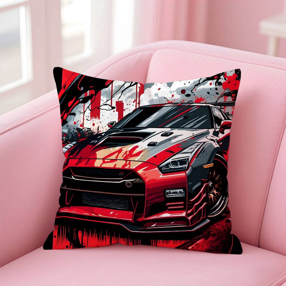 Fortgeschrittene Sport GTR Rennwagen Kissenbezug Musterdruck Kissenbezug Wohnzimmer Sofa Kissenbezug Schlafzimmer Raumdekor