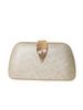 Classic Pu Evening Bag With Metal Leaf Lid And Structured Design For Party Wear