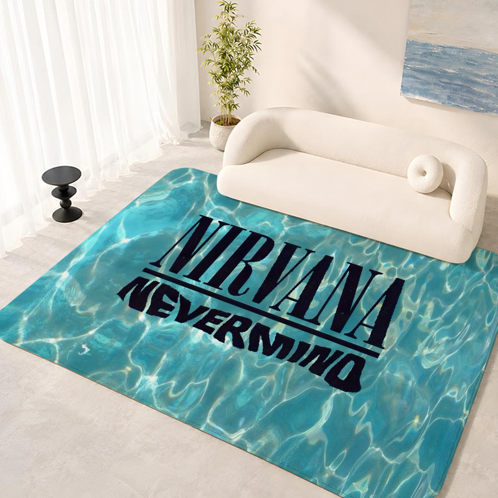 A-N-Nirvana-Rock Band Anime Floor Mat Floor Mat Soft Flannel Non-Slip Door Rug for Living Room