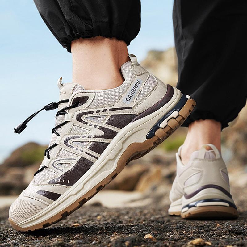 Outdoor Non-slip Wear-resistant Breathable Low-top Casual Hiking Shoes Spring and Autumn Elastic Buckle Sports Large Size Hiking Shoes