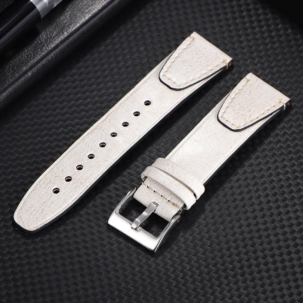 Watchband 20mm 22mm Vintage Oil Wax Leather Watch Straps for Seiko for SmartWatch Men Women Wrist Belt Stitching Brown Bracelet