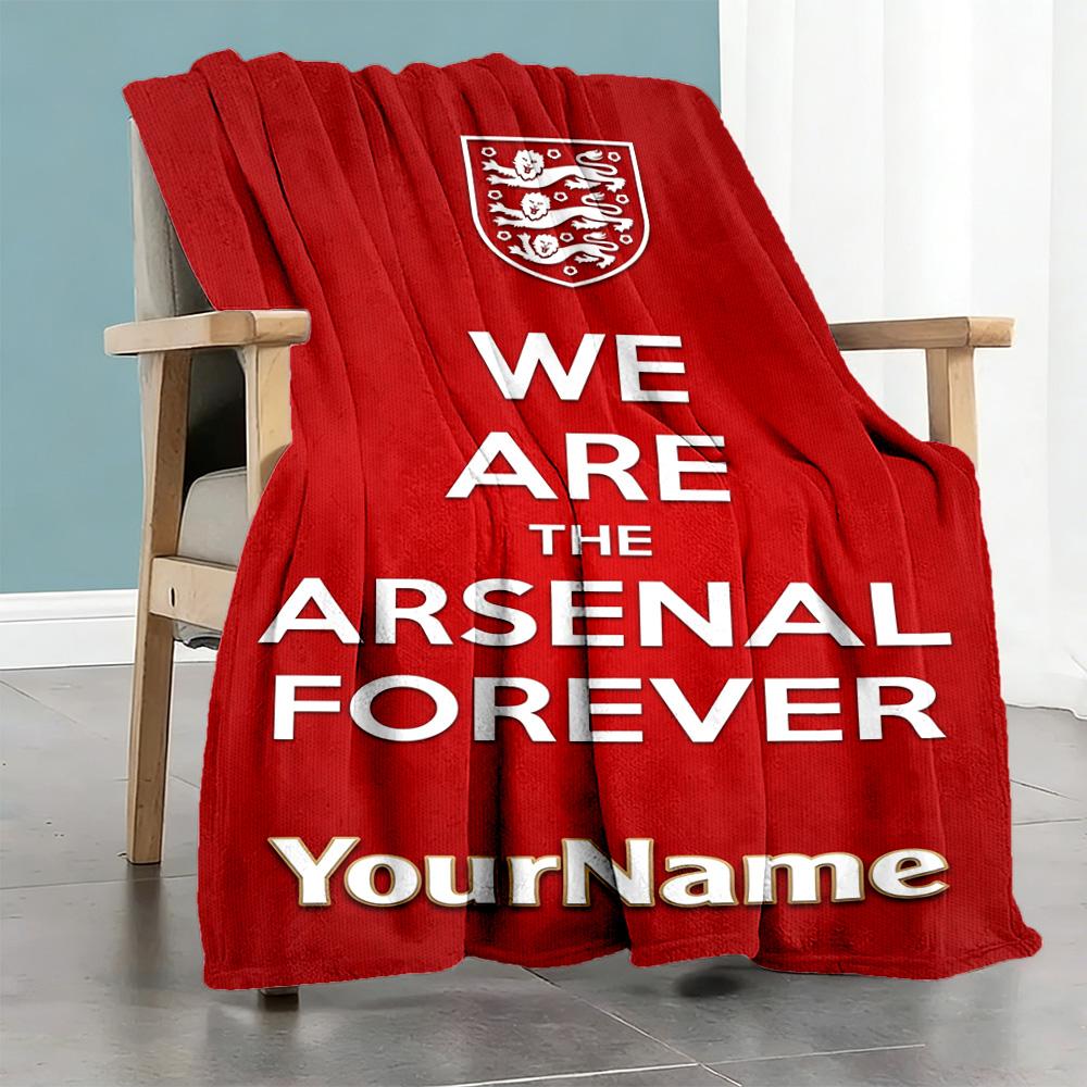 Arsenal Customize Text Blanket Multi-purpose Personalized Blanket Soft & Cozy Throw For Office Nap Livingroom Couch Four Seasons Multipurpose