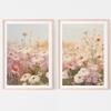 Pastell Wildblumen Malerei Drucke Set von 2 Neutral Vintage Blumen Kunstwerke Poster Druckbar Floral Gänseblümchen 2-teilige Wandkunst Geschenk