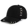 Men Women Fashion Adjustable Metal Rings Casual Baseball Cap for Lovers