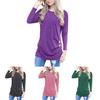 Fashion Women Long Sleeve Casual Blouse Stylish Tunic With Brown Button Accents