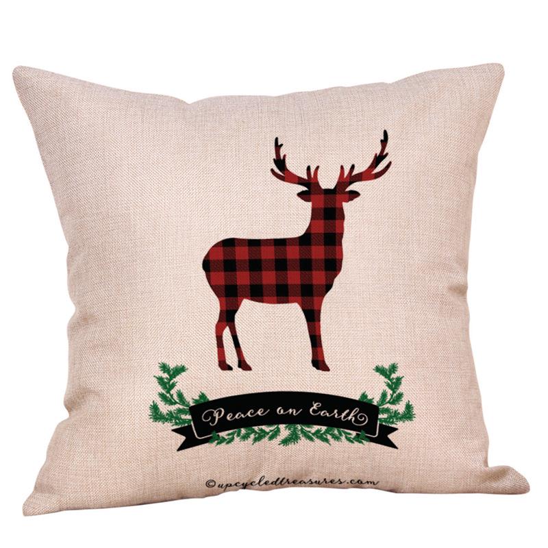 Cute Reindeer Series Skin-Friendly Linen Cushion Cover with Digital Print