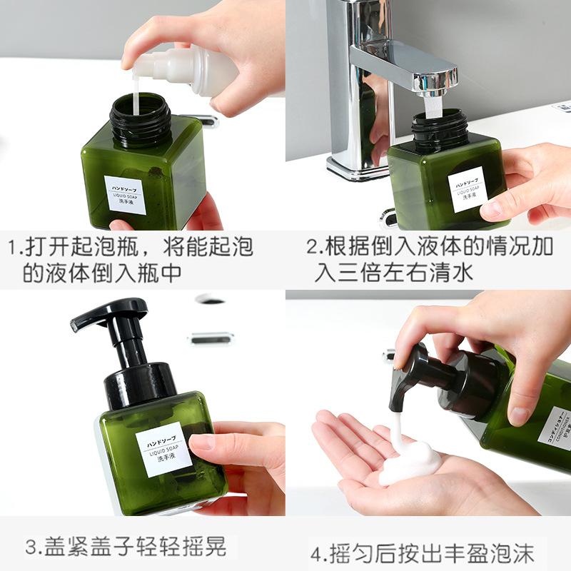 Plastic Square Foam Pump Bottle for Hand Soap, Shower Gel, and Mousse  