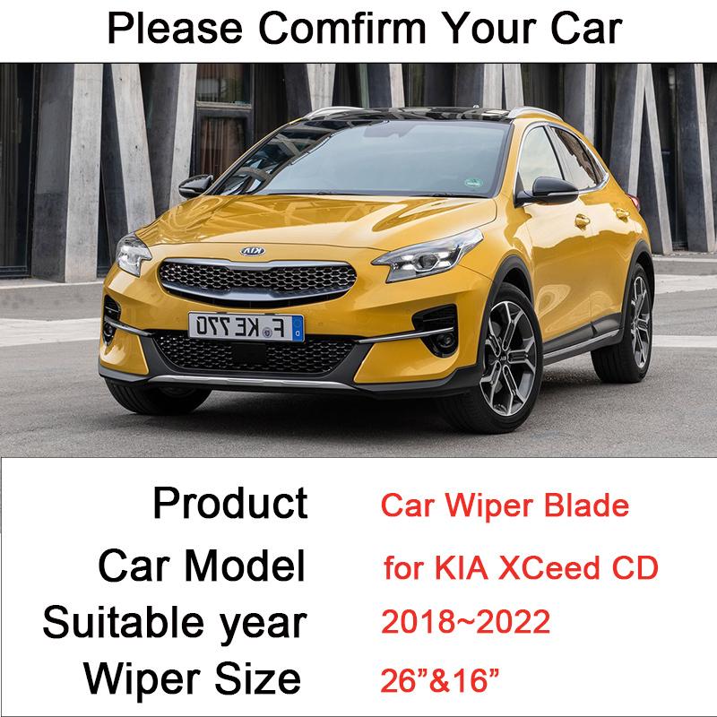 Car Front Windshield Wiper Blades for KIA XCeed CD 2018     Frameless Durable Rubber Snow Scraping Accessories