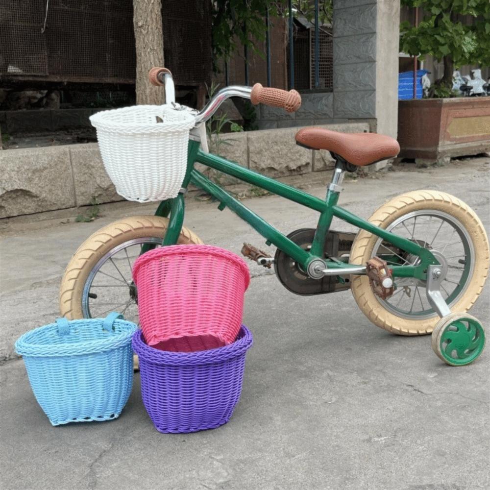 Adjustable Leather Straps Front Handlebar Basket Handwoven Cycling Handlebar Basket  Girls Bike