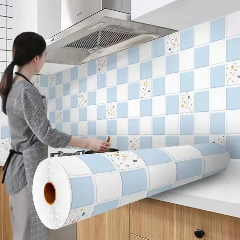 Kitchen Stove Oil-proof Sticker Waterproof High Temperature Resistant Wallpapers Kitchen Decoration Self Adhesive Contact Paper