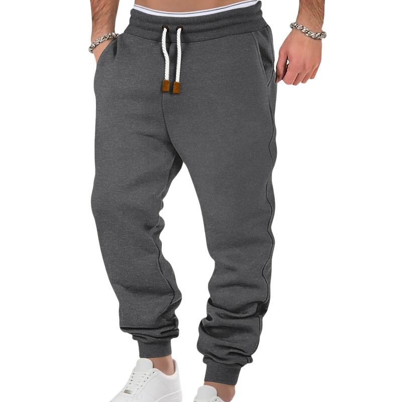 Men's pants spring and autumn solid color trendy sports casual sweatpants loose tied feet stacking pants