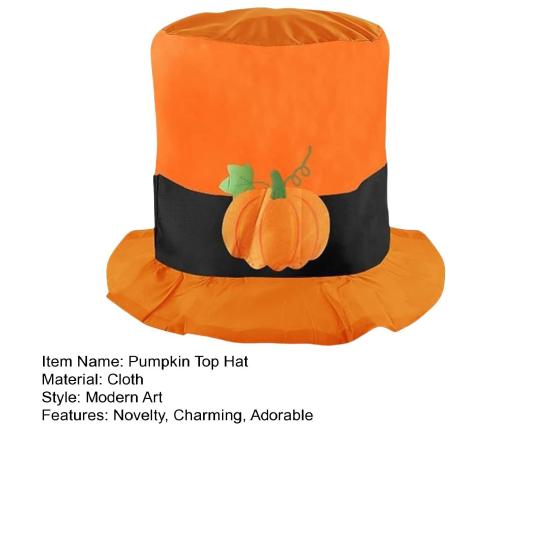 Thanksgiving Top Hat Pumpkin Design Top Hat Novelty Tree Topper Decoration for Thanksgiving Halloween Party Costume Cosplay Accessories