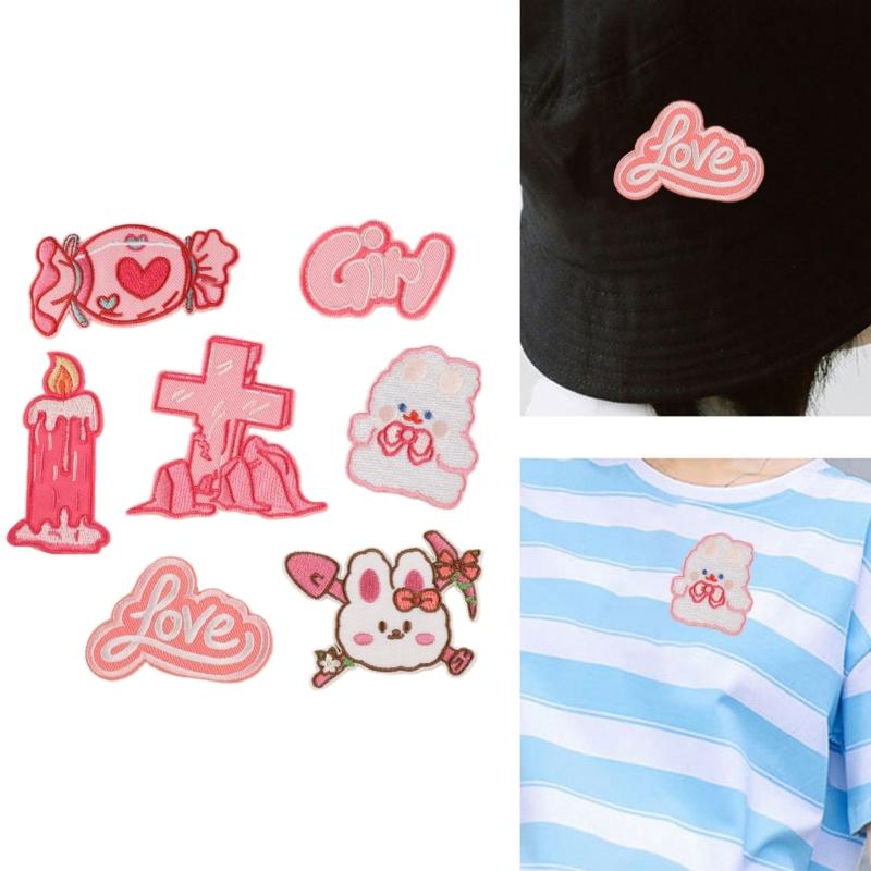 Set Of 7 Lovely Letter Fabric Patches For Personalizing Decoration For Clothing Bags And Home Use Repair Applique