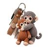 Crochet Monkey Keychain Handmade Knitted Cute Monkey Bag Charm for Backpack Purse Keys Emotional Support Gift for Family Friends