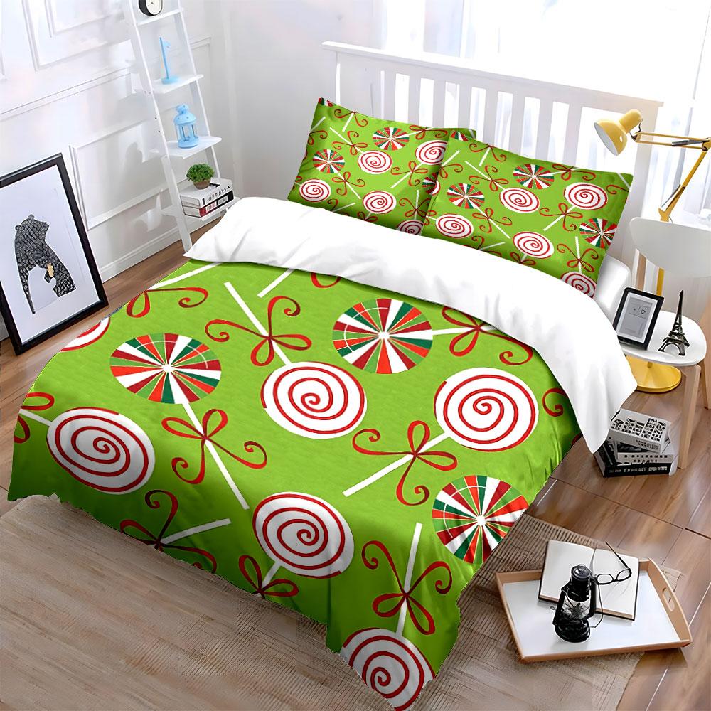 Festive Candy-Inspired Gift Wrap Set Exquisite three-piece bedding set gift for kids and adults