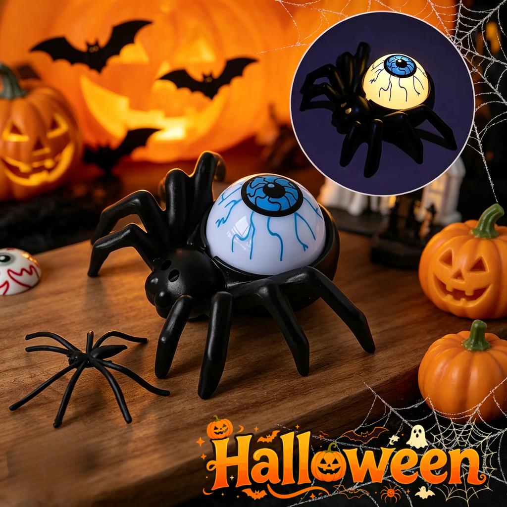 Halloween Spider Eyeball LED Candle Lights Horror Glowing Spider Lamp Tabletop Decor For Haunted House Party Atmosphere Ornament
