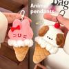 Chaveiro de Pelúcia Animal de Desenho Animado Fofo Sorvete Kawaii Cachorro Coelho Urso Boneca de Pelúcia Pingente Brinquedo Argola de Chave Decoração de Mochila Presentes