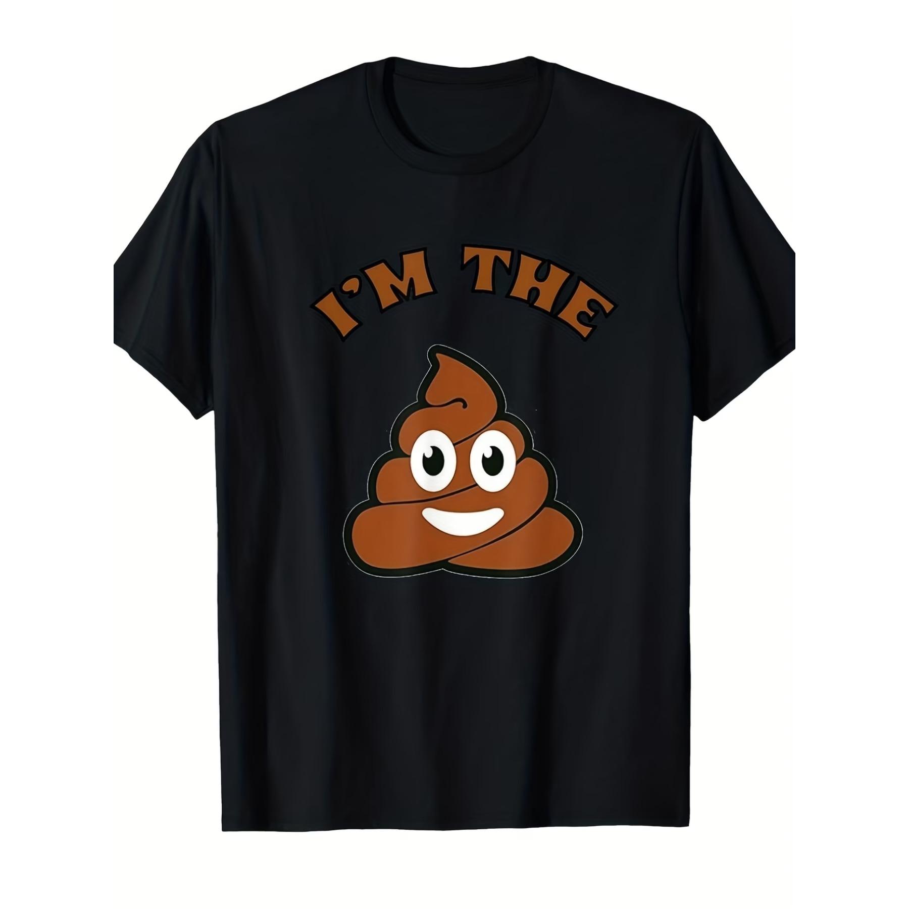 

Men S Funny I m The Poop Emoticon Graphic T-Shirt - 100% Retro Novelty Tee with Smiling Poop Face & Lettering, Breathable Crew Neck, Regular Fit, XXL