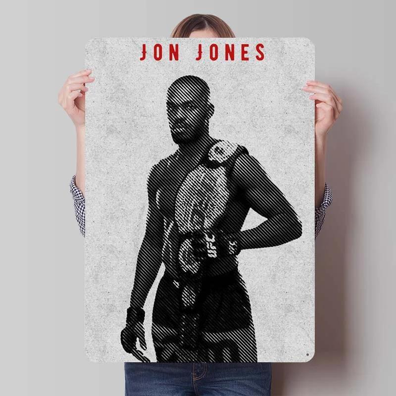 Jon Jones Metallskylt Boxningsposters Spelrumsinredning Man Vintage Plåttskylt Plakett för Väggkonst Dekoration Interiör
