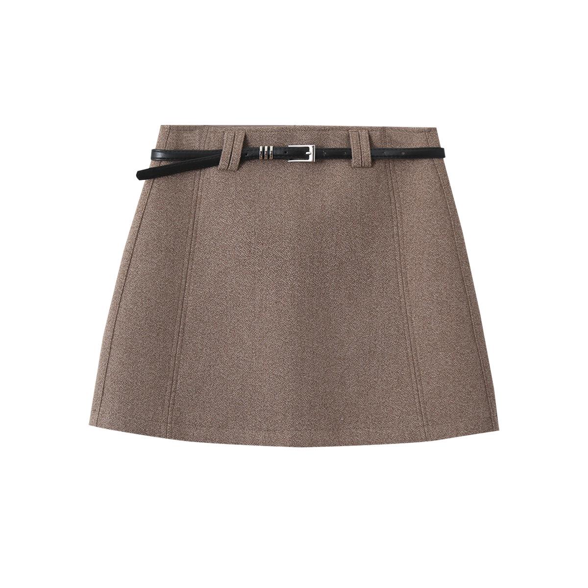 Ou Fan Modern A-line High-Waisted Tweed Skirt - Women s Winter Slimming Short Skirt XL