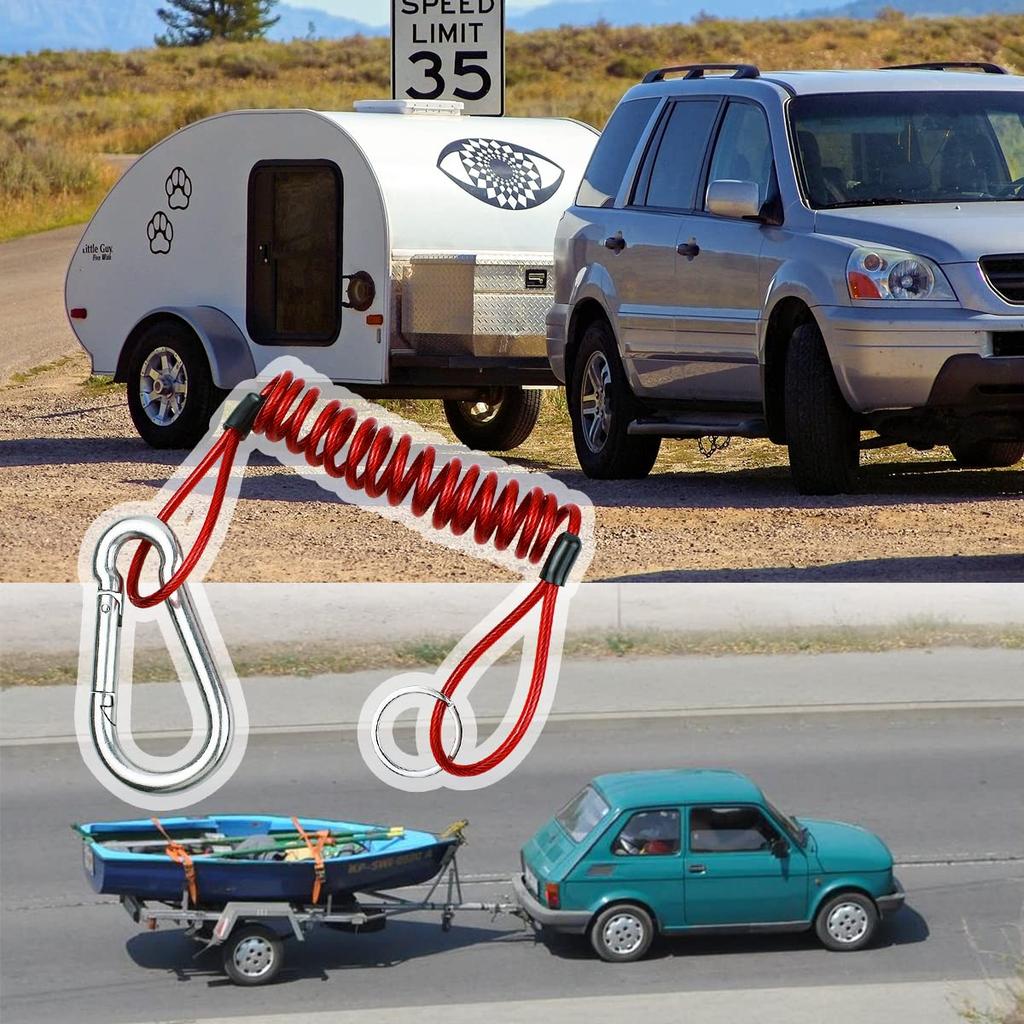 Yuntop RV Retractable Breakaway Trailer Cable Trailer Brake Cable Heavy Duty Stainless Steel Spring