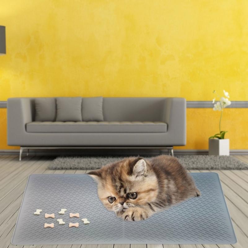 Large Silicone Cats Litter Catcher Mat Treats Feeding Mat Nonslip Dog Bowl Mat Waterproof Dog Bowl Pad for Food Water