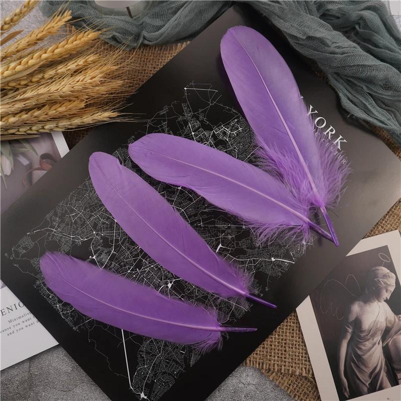 15-20cm Hard Stick Goose Feathers Natural Swan Pluma Handicraft Accessories Colorful Dream Catcher Feather Decoration