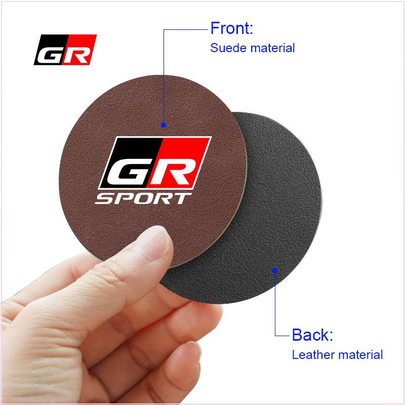 Car Leather Water Coaster Non-Slip Mat Car Bottle Holder Insert Pad for Toyota Corolla TRD GR Yaris Chr Auris RAV4 Land Cruiser Camry Highlander