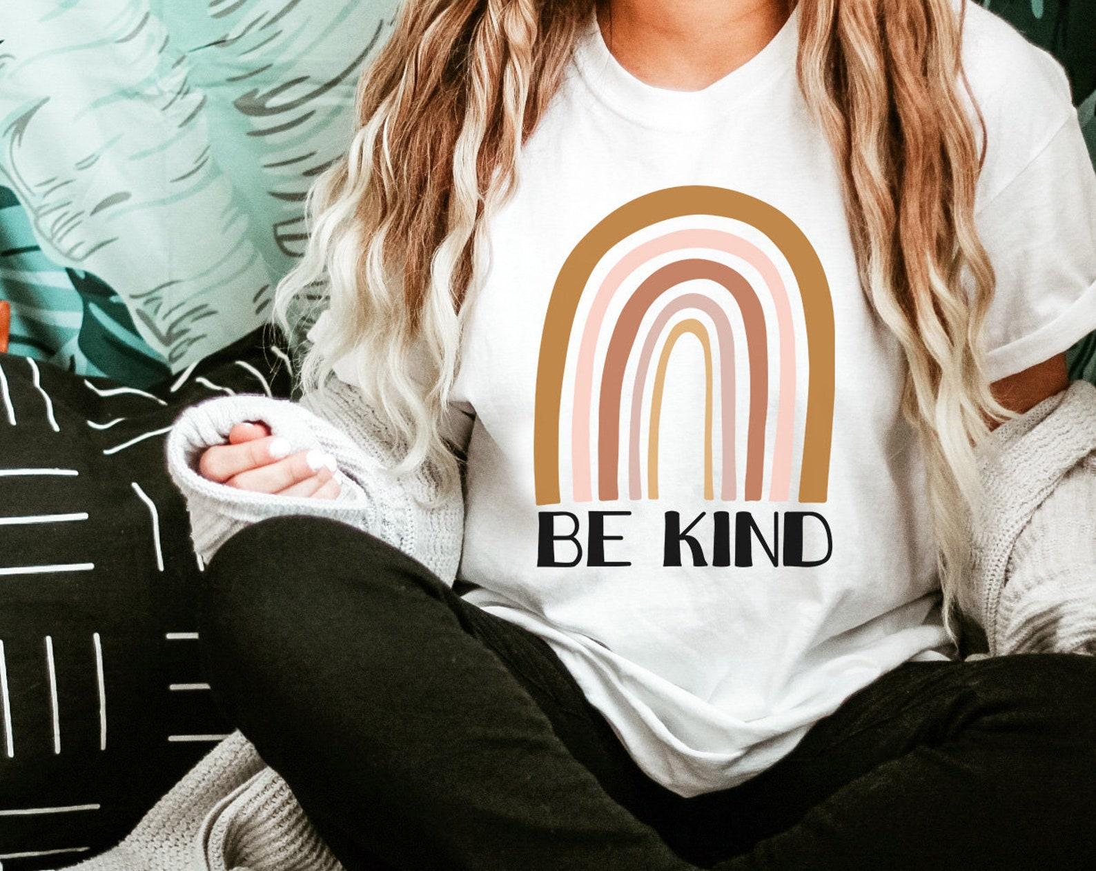 Be Kind Shirt, Women s Graphic Tees, Rainbow Shirt, Be Kind T-Shirt, Bee Kind Tee, Inspirational Shirt, Abstract Rainbow Tee, Boho Tshirt M