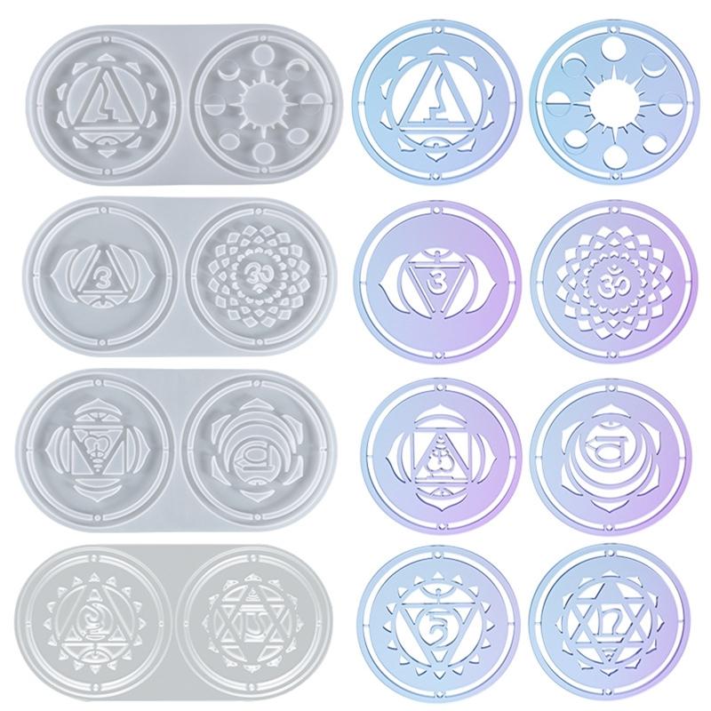 Diy Crystal Drop Glue Mold Seven Chakra Pendant Ornament Coaster Dual-purpose Mold Storage Tray Silicone Mold