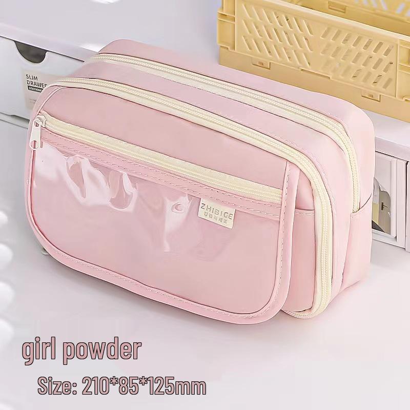 2024 Stylish Girls' Transparent Pencil Case - Large Capacity for Junior High & Primary Students