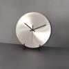 Round Silvery Silent Wall Clocks Industry Numberless Living Room Wall Watch Stainless Steel Panel Modern Simple Home Decor