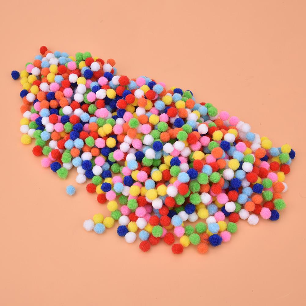 1000PCS Mixed Color Soft Fluffy Pom Poms Pompoms Plush Ball Kids Educational Toys DIY Crafts