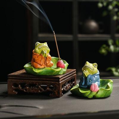 Zen Frog Lotus Leaf Incense Plug Incense Tray,Living Room Tea Tray Aromatherapy Stove,Channel Agarwood Sandalwood Seat Ornament