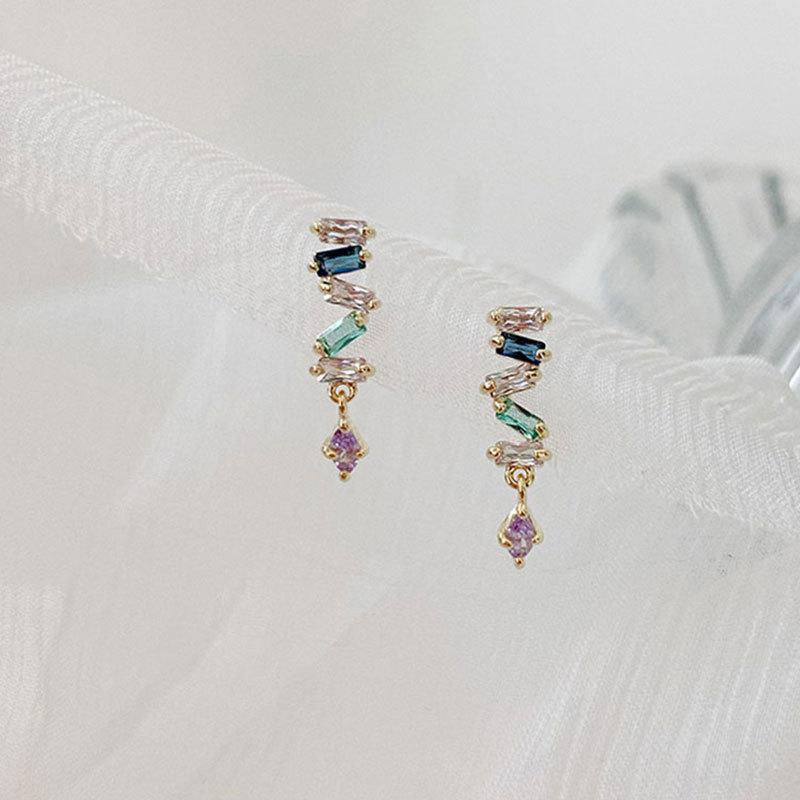 

925 Sterling Silver Simple Snake Stud Earrings Women Pavé Crystal Tassel Earrings Wedding Temperament Jewelry Friendship Gift Silver