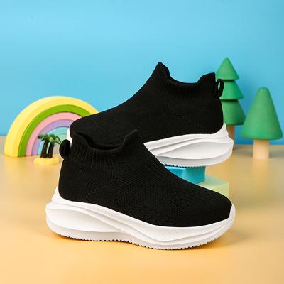 Ciorapi înalți pentru copii, pantofi sport, mâneci tricotate de culoare uni, pantofi sport respirabili pentru mers pe jos