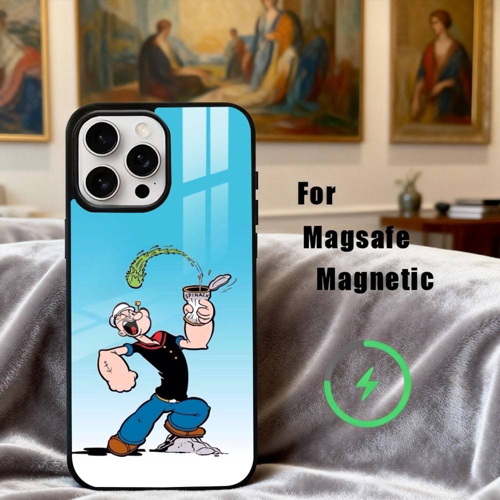 C-Cartoon C-Character P-Popeye-E  Phone Case For iPhone17,16,15,14,13,12,11 Plus,For Magnetic Wireless Charge Cover
