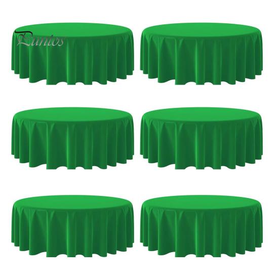 

6шт одноразової скатертини 84-дюймова кругла пластикова скатертина для вечірок, банкетів, одноразова кришка столу темно-зелений колір