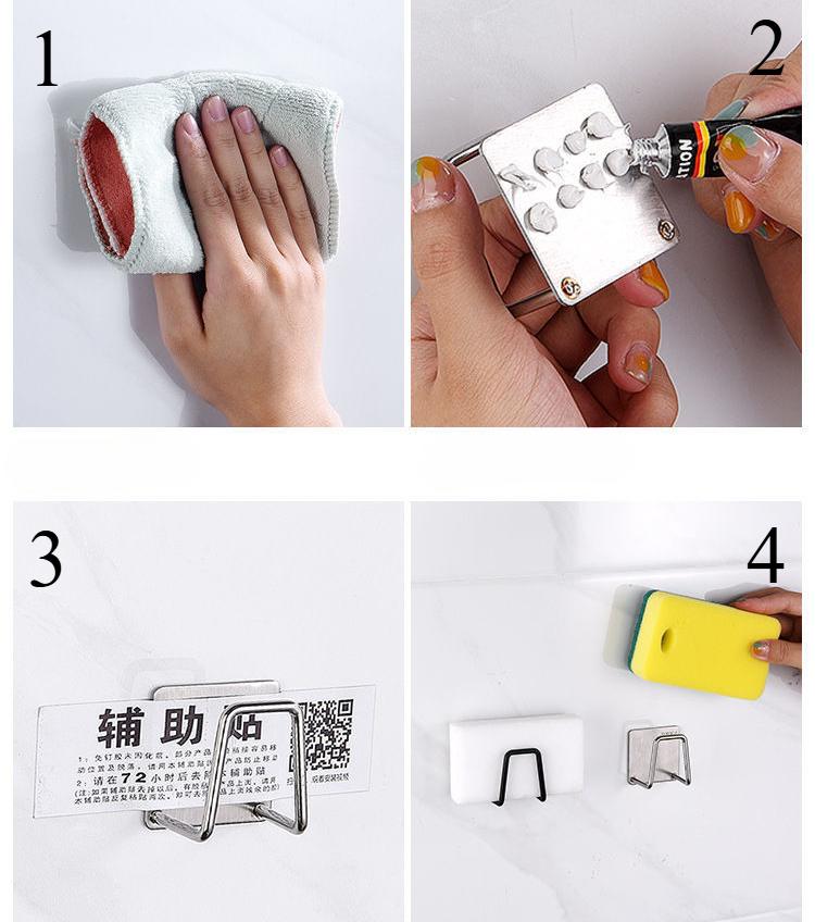 Thickening Stainless Steel Sink Sponge Rack with Glue Steel Wire Ball Draining Paste The Inner Wall of The Sink Kitchen Supplies