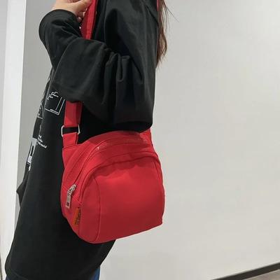 Plátěné crossbody tašky na zip Dámské tašky Nové Vysoce kvalitní Všestranné Jednobarevné