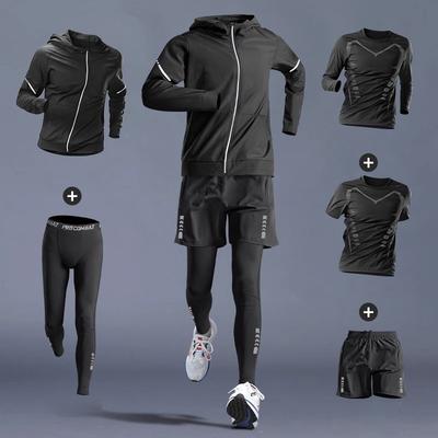 3-5 szt. Męski Zestaw/Garnitur do Biegania Fitness z Włókna Lodowego Szybkoschnący Dres na Maraton, Trening Rowerowy, Jogging, Siłownię, spodnie dresowe