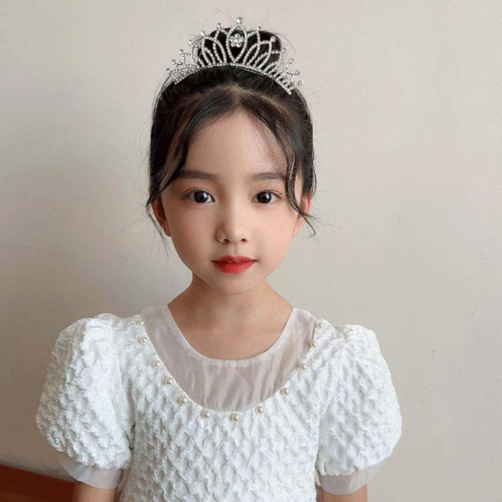 Pearl Rhinestone Crown Hair Comb Flower Crystal Hairpins Gifts Children Tiara Headband  Wedding