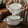 Premium Enfärgad Binaural Skål Hushåll Keramisk Skål Salladsskål Snabbnudelskål Kreativ Rättsskål Soppskål Servis