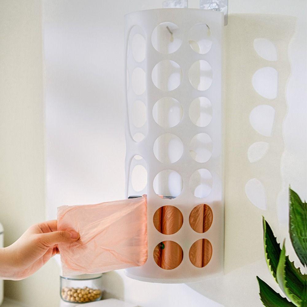 Wall Mount Garbage Bag Storage Box Plastic Grocery Storage Holder Garbage Bag Dispenser  Kitchen