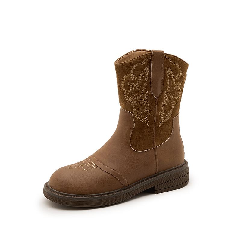 Martin boots women's prairie style retro short boots 2025 autumn new European and American embroidered western cowboy knight boots boots