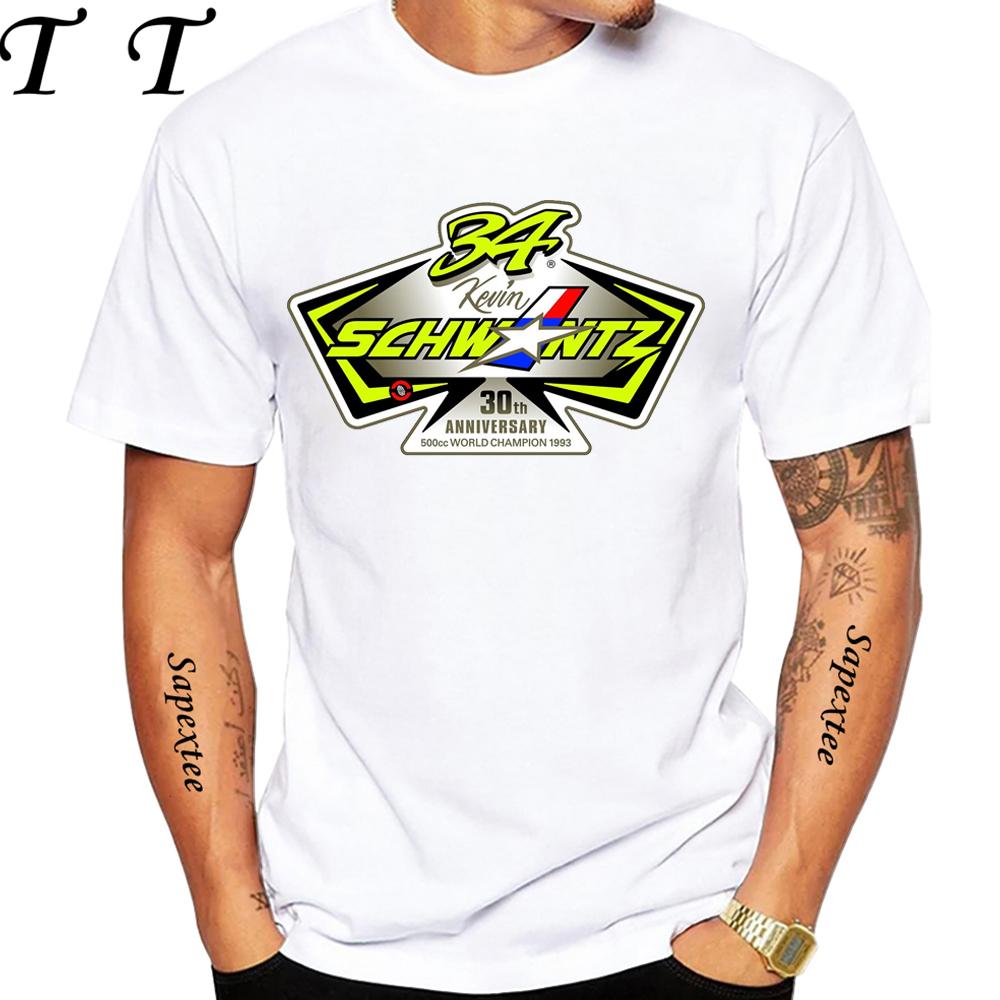 Kevin Schwantz 34 GP Race Legend 90's T-Shirt Summer Men Short Sleeve Adventure Sport Casual White Top Man Motorcycle Rider Tees